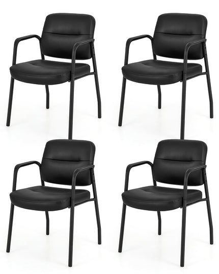 Giantex Waiting Room Chair Set - Upholstered Reception Chairs with Mixed PU Leather