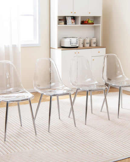 Giantex Clear Dining Chairs Set of 4, Kitchen Chairs w/Transparent Seat & Curved Back