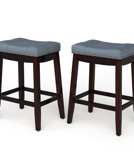 Backless Counter Stool with Footrest, Soft Seat Cushion