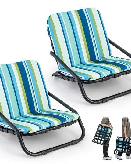 Giantex 2/4-Pack Beach Chairs for Adults, Folding Camping Chairs with Aluminum Frame, Quick-Drying Cotton Cushion