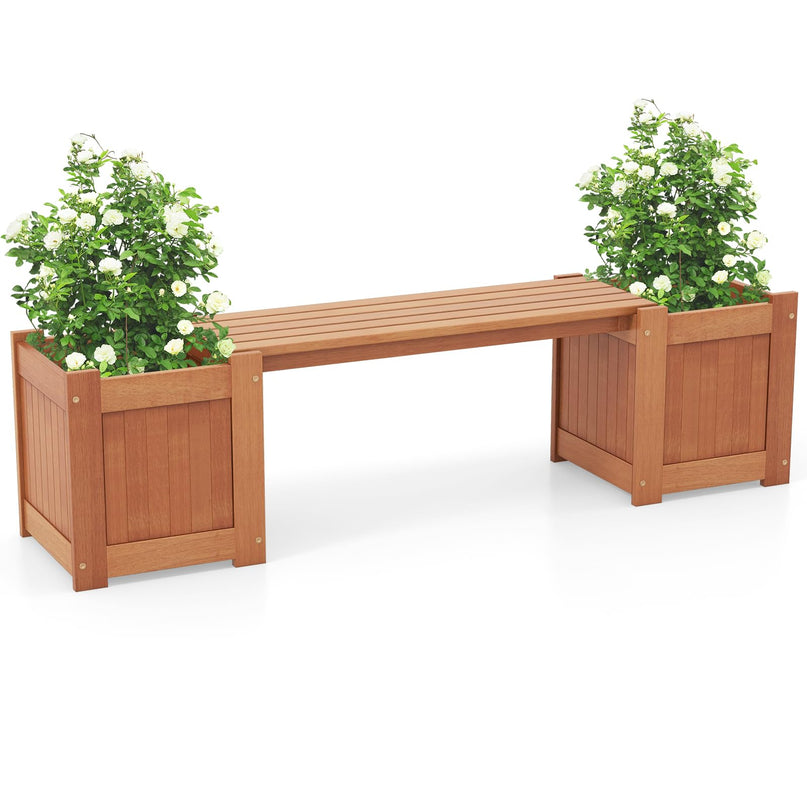 Giantex 2-in-1 Outdoor Bench with 2 Raised Garden Beds