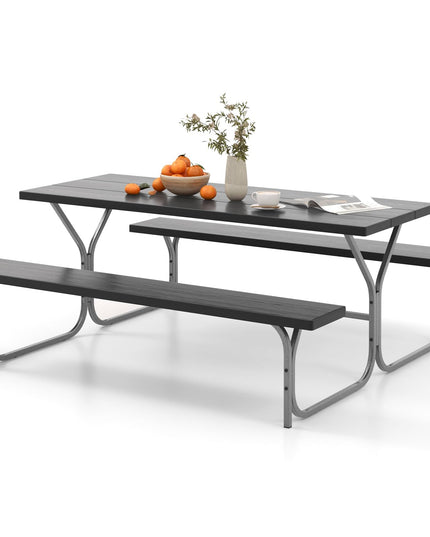 Giantex Picnic Table 6FT for 8 Person, Outdoor Table Set w/ 2 Benches
