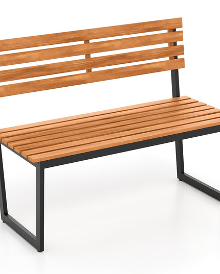 Giantex 43"×22"×33" Acacia Wood Patio Loveseat with Backrest | 800 lbs Weight Capacity