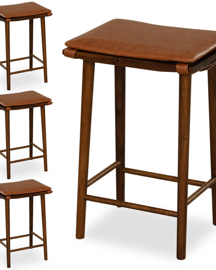 Giantex Bar Stools Set of 4, Wooden Backless Barstools for Kitchen Island