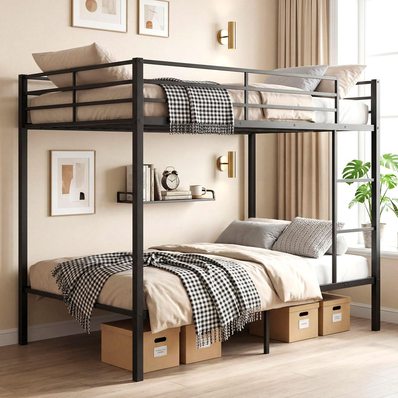 Giantex Metal Bunk Bed Full Over Full | Heavy-Duty Bunk Bed Frame with Full Length Safety Guardrail