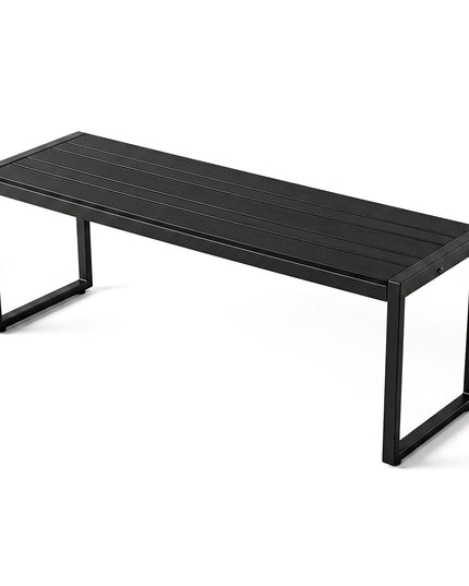 GIANTEX 48" Outdoor Bench with Heavy-duty Metal Frame & Slatted Seat for Entryway