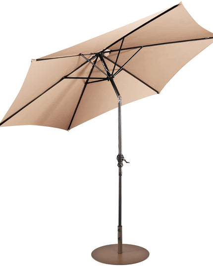 Giantex Patio Umbrella with Base Stand, 10ft Market Umbrella with 59 LBS Heavy-Duty Round Umbrella Stand