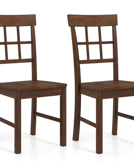 Giantex Wooden Dining Chairs Set of 2/4 with Window Back & Contoured Seat