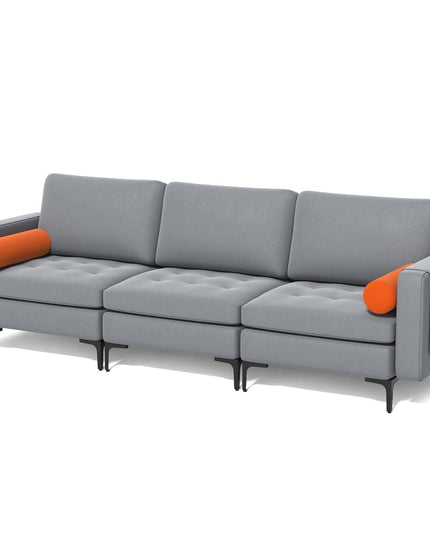 Giantex 97" Sectional Sofa Couch, 3-Seater Modular Sleeper with USB Ports