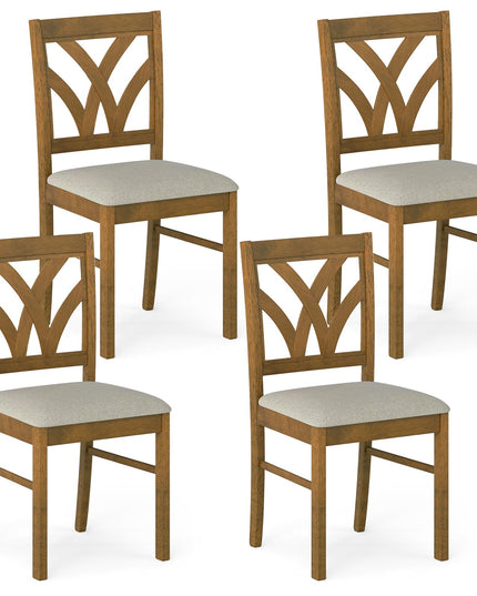 Giantex Chaises de salle à manger en bois, lot de 2 ou 4, chaises de cuisine rembourrées de style rustique