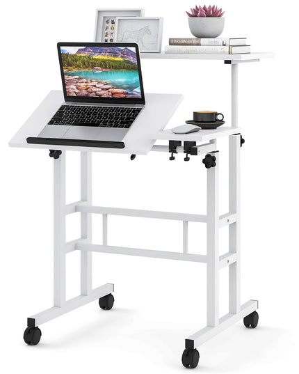 Giantex Mobile Stand up Desk Adjustable, Rolling Standing Laptop Cart, 27.5"D x 22"W x 49.5"H