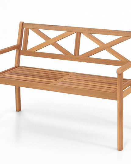 Giantex 47" Patio Acacia Wood 2-Person Outdoor Bench