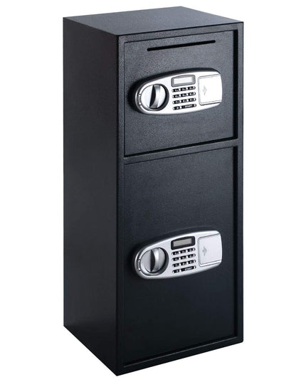 Safe Box Security Lock Box with Double Door and Keys, Gun Cash Valuable Storage