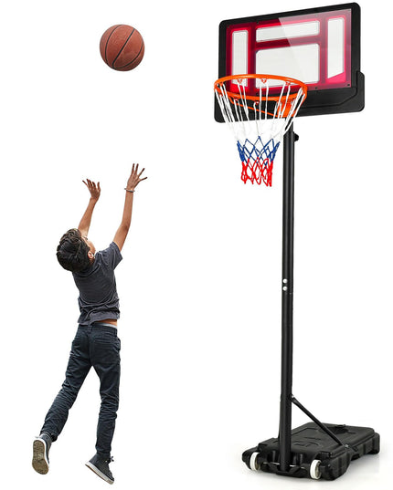 Giantex Portable Basketball Hoop, 4.3 FT-8.2 FT Stepless Height Adjustable Basketball Goal System for Kids Teenagers Youth
