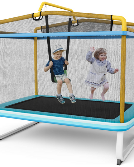 Giantex 6Ft Kids Trampoline with Swing and Horizontal Bar
