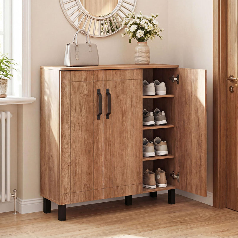 Meuble à chaussures en bois à 5 niveaux Giantex avec 3 portes