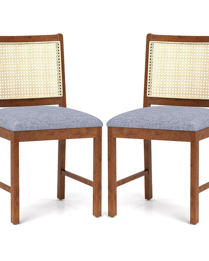 Giantex Rattan Dining Chairs Set of 2/4, Modern Upholstered Kitchen Chairs w/Rubber Wood Frame