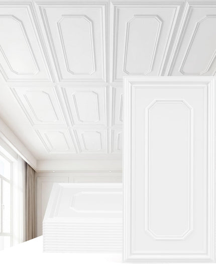 Giantex 48"x24" Decorative Ceiling Tiles with Raised Design