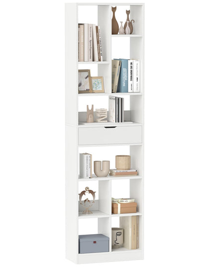 Giantex 71" Bookcase with Drawer with 10 Open Cubes