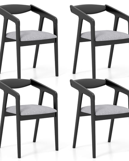 Giantex Wooden Dining Chairs Set, Linen Fabric Upholstered Kitchen Chairs w/Armrests & Padded Cushion