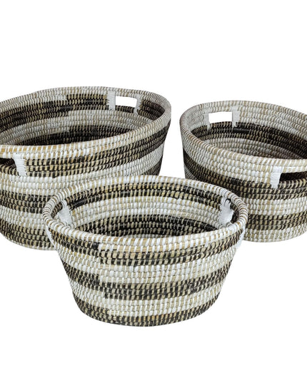 Giantex Woven Laundry Basket 24"/20"/16"- Set of 3 Stackable Storage Baskets with Handles