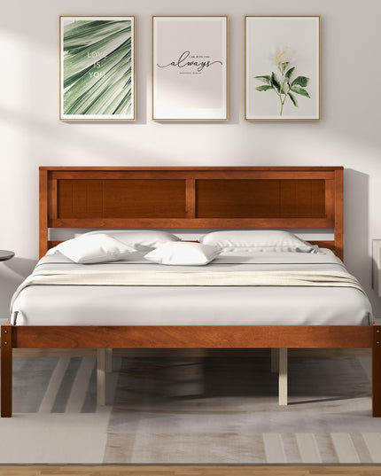 Giantex Wood Full Platform Bed with Headboard