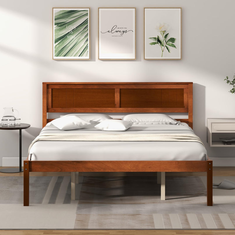 Giantex Wood Full Platform Bed with Headboard