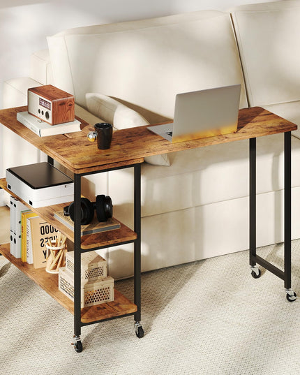 Giantex Patented Mobile End Table with 2-Tier Storage Shelves