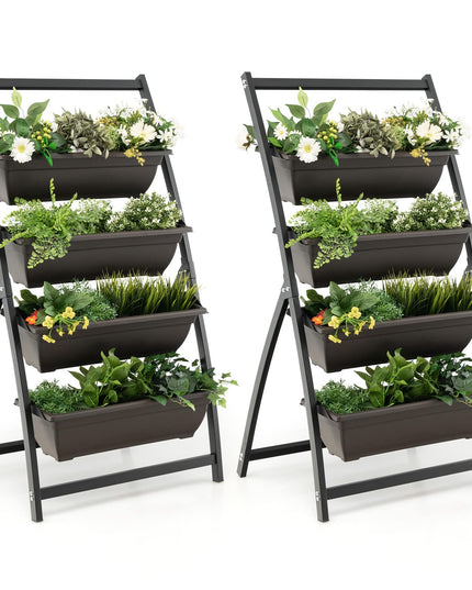 Giantex 2 Pcs 4.1FT Vertical Raised Garden Bed, 4-Tier Elevated Planter Box