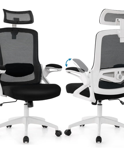 Giantex Ergonomic Mesh Office Chair, High Back Desk Chair with Adjustable Headrest, Lumbar Support