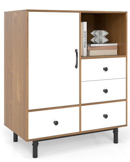 Giantex Storage Cabinet with 4 Drawers Mid Century Modern Buffet Sideboard