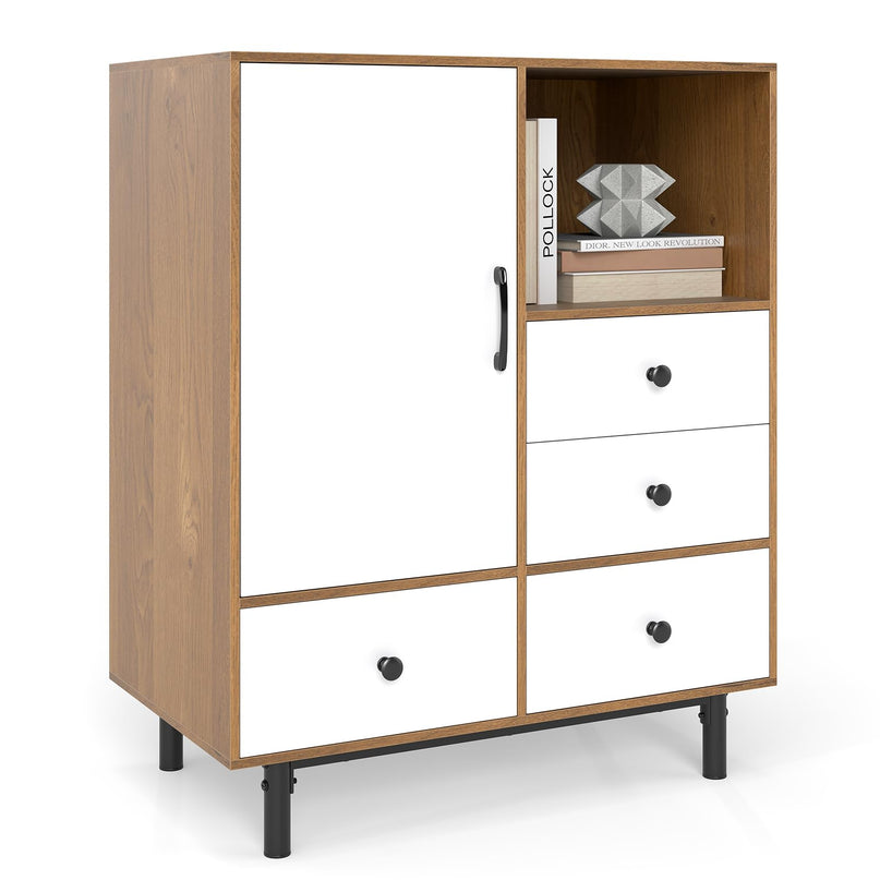 Giantex Storage Cabinet with 4 Drawers Mid Century Modern Buffet Sideboard