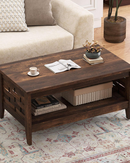 Giantex Farmhouse Coffee Table 2-Tier Center Table