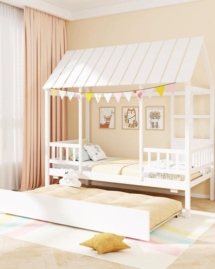 Giantex Twin House Bed with Trundle Bed Twin