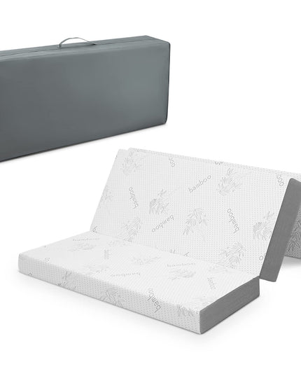 Giantex 4 Inch Tri Folding Mattress,CertiPUR-US Gel-Infused Memory Foam with Bamboo Cover Carry Bag