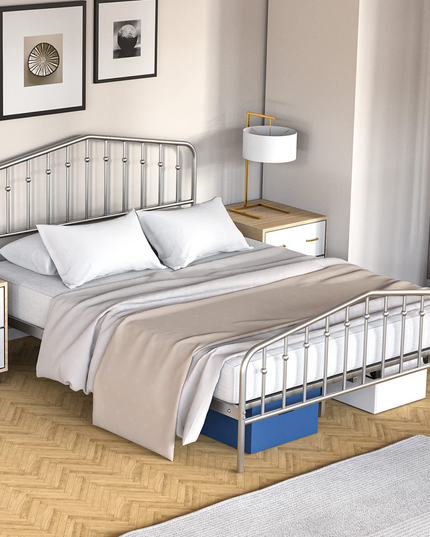 Metal Queen Bed Frame w/ Heavy Duty Steel Slat and 9-Leg Support