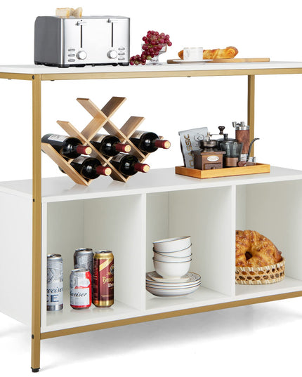 Giantex Buffet Sideboard, Wooden Cupboard, Kitchen Pantry w/Spacious Countertop, Large Open Shelf, 3 Cube Storage Cabinet
