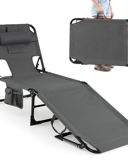 Chaise longue de plage pliante Giantex Face Down avec dossier réglable à 4 positions (1/2)