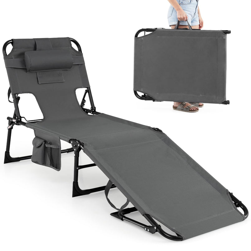 Giantex Face Down Folding Beach Lounge Chair w/ 4-Position Adjustable Backrest (1/2)