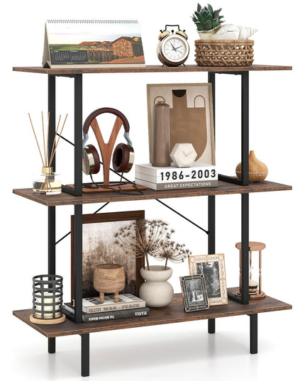 GIANTEX 3-Tier Bookshelf Industrial Bookcase with Open Shelves