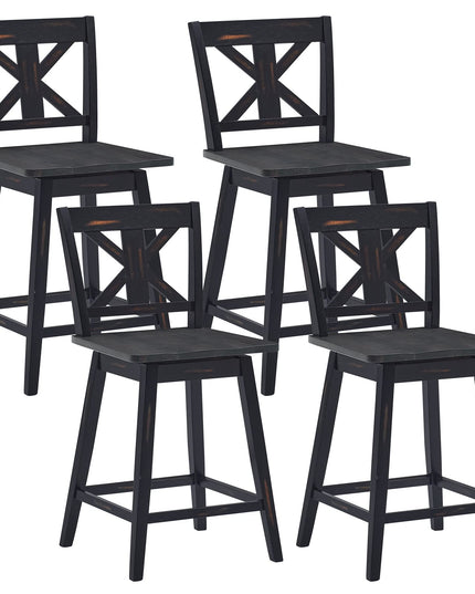 360 Degree Rubber Wood Bar Chairs, Vintage Bar Stools for Home, Restaurant & Pub