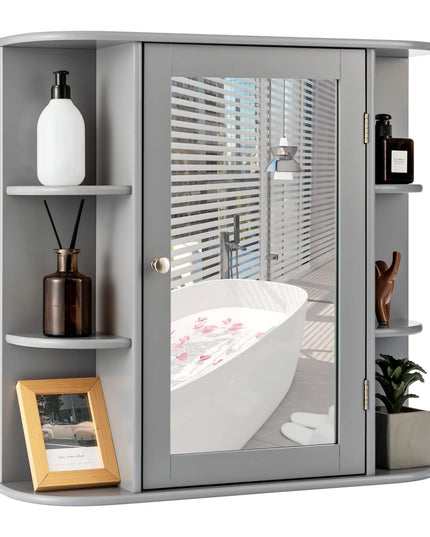 Giantex Mirrored Bathroom Medicine Cabinet - Wall Mounted Bathroom Hanging Cabinet with Single Door