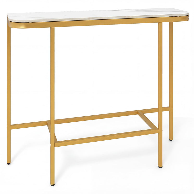 Console d'entrée Giantex de 112 cm avec plateau en faux marbre et cadre en métal robuste