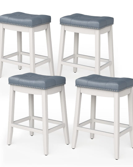 Backless Counter Stool with Footrest, Soft Seat Cushion