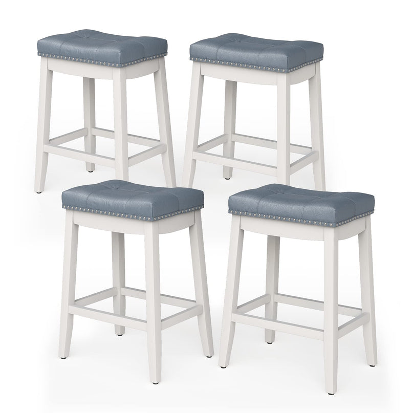 Backless Counter Stool with Footrest, Soft Seat Cushion