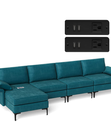 Giantex 130.5" L Convertible Sofa Couch, Sectional Sleeper
