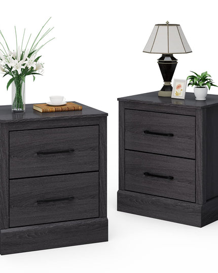 Giantex Wood Bedside Table with 2 Storage Drawers