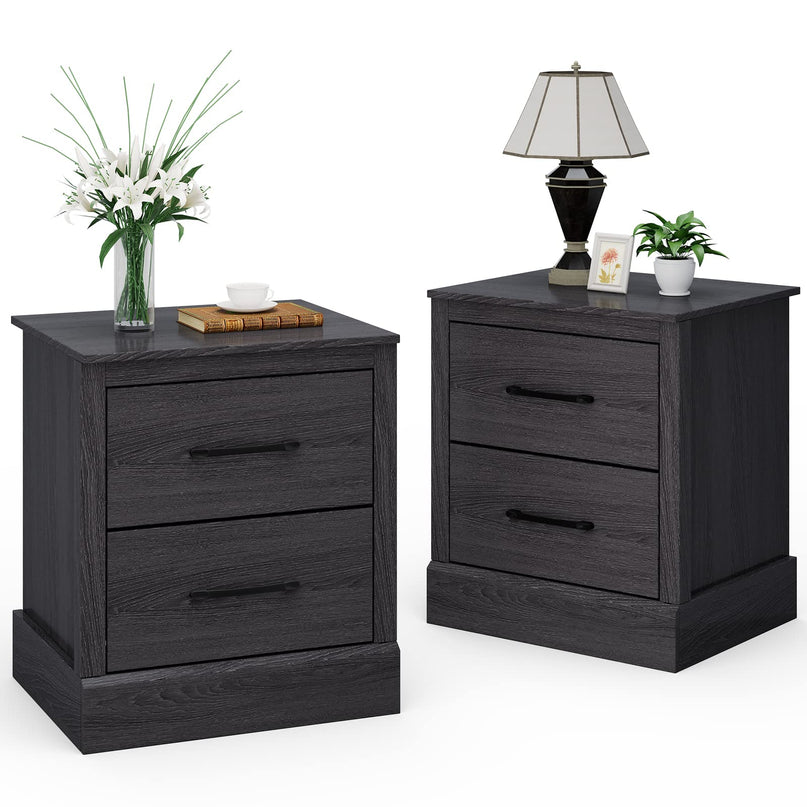 Giantex Wood Bedside Table with 2 Storage Drawers