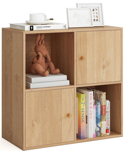 Giantex 4 Cube Bookcase, 2-Tier Freestanding Book Shelf with Open Compartments
