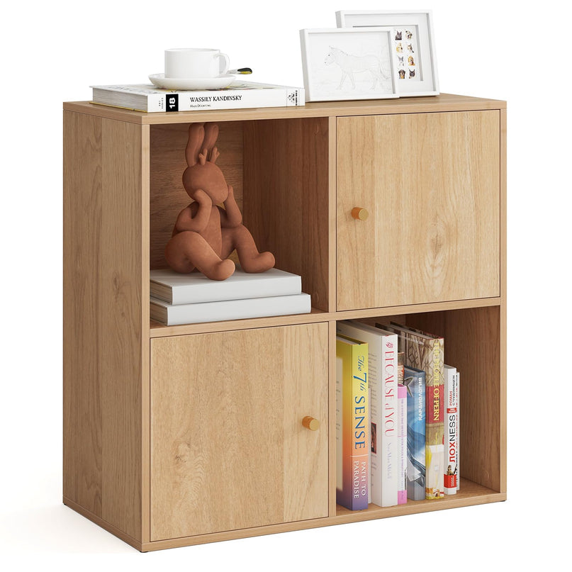 Giantex 4 Cube Bookcase, 2-Tier Freestanding Book Shelf with Open Compartments